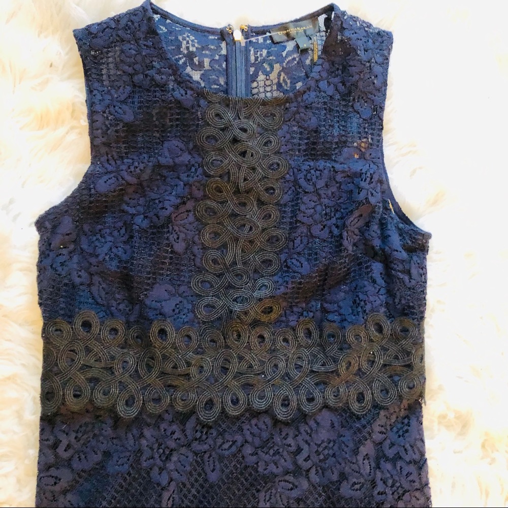 DONNA KARAN Floral Lace Midi Dress Sz 8 - Picture 6 of 15